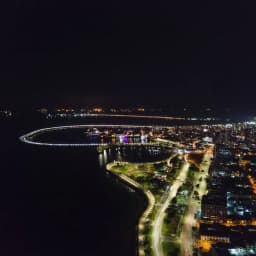 Amador Causeway and Panama City waterfront at night
