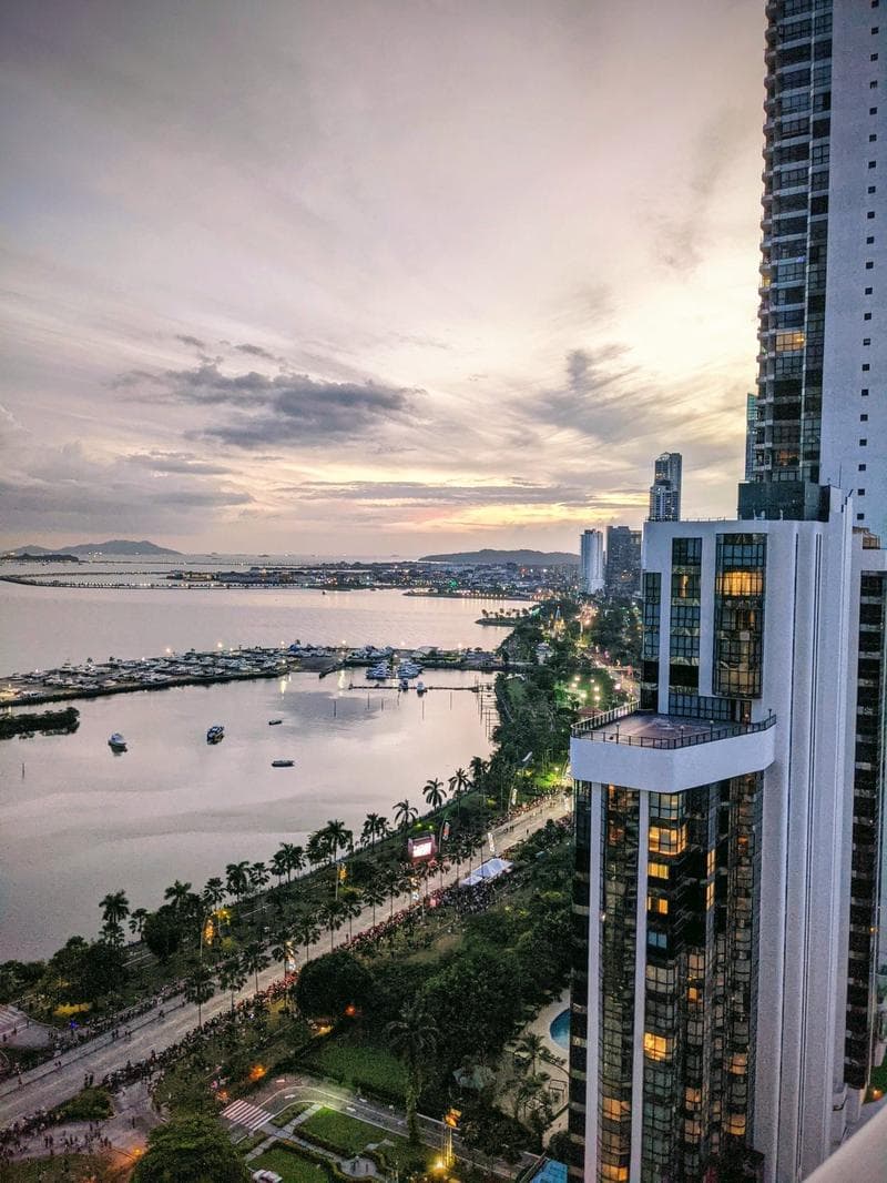 Panama balcony sunset coast view